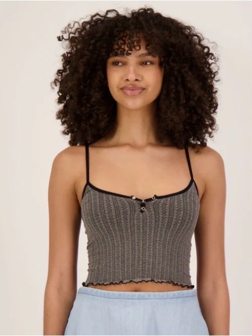 Free People Intimately Snap Into It Henley Cropped Cami. NWT. Black